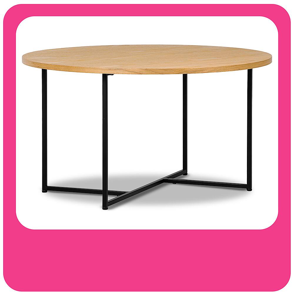 Angle. Adore Decor - Ines Round Coffee Table - Natural.