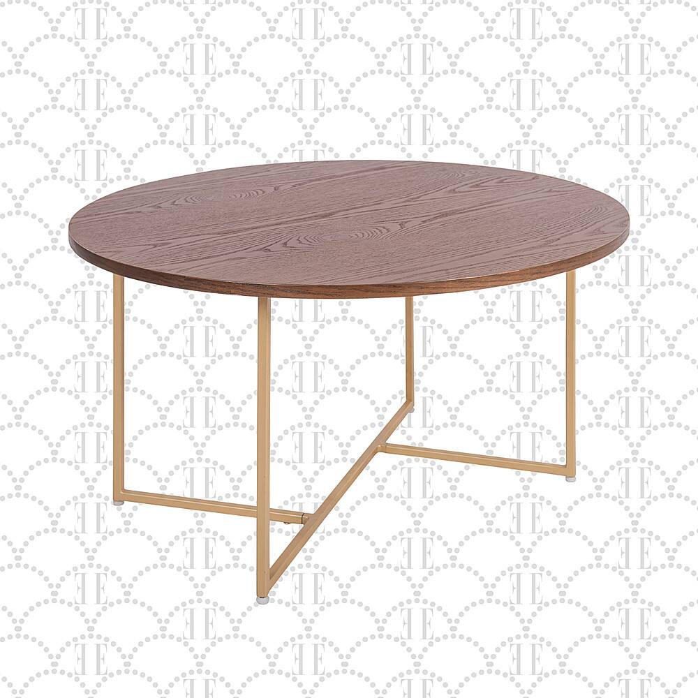 Angle. Elle Decor - Ines Round Coffee Table - Walnut.
