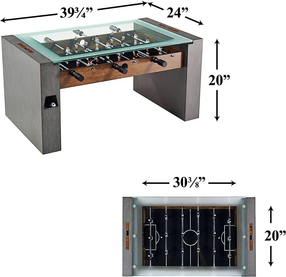 Alt View 11. Barrington - 40” Urban Foosball Coffee Table, Durable & Stylish Design with Sports Soccer Balls, Perfect for Family Game Rooms - Gray.