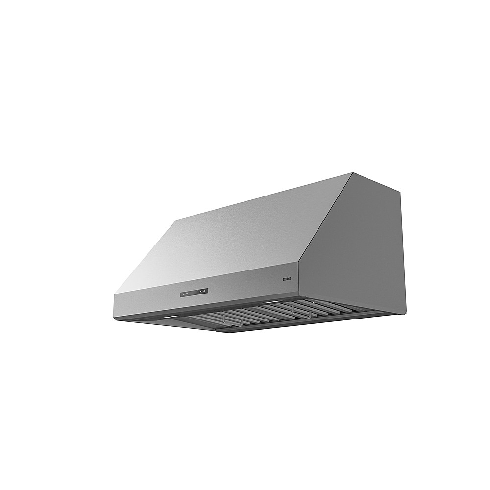 Angle View: Zephyr - Tidal II 36 in. 700 CFM Wall Mount Range Hood with LED Light - Stainless Steel