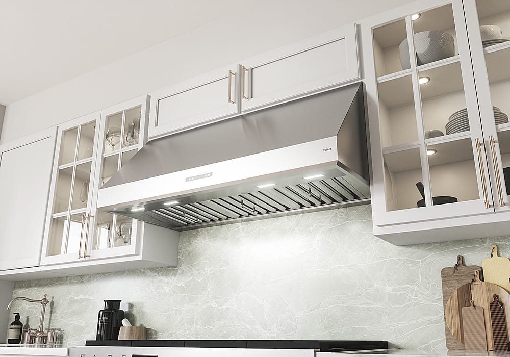 Alt View 12. Zephyr - Tidal II 36 in. 700 CFM Wall Mount Range Hood with LED Light - Stainless Steel.