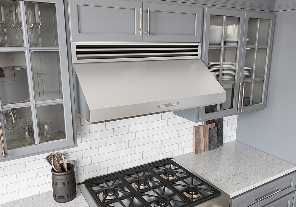Alt View 19. Zephyr - Tidal I 36 in. 700 CFM Under Cabinet Mount Range Hood with LED Light - Stainless Steel.