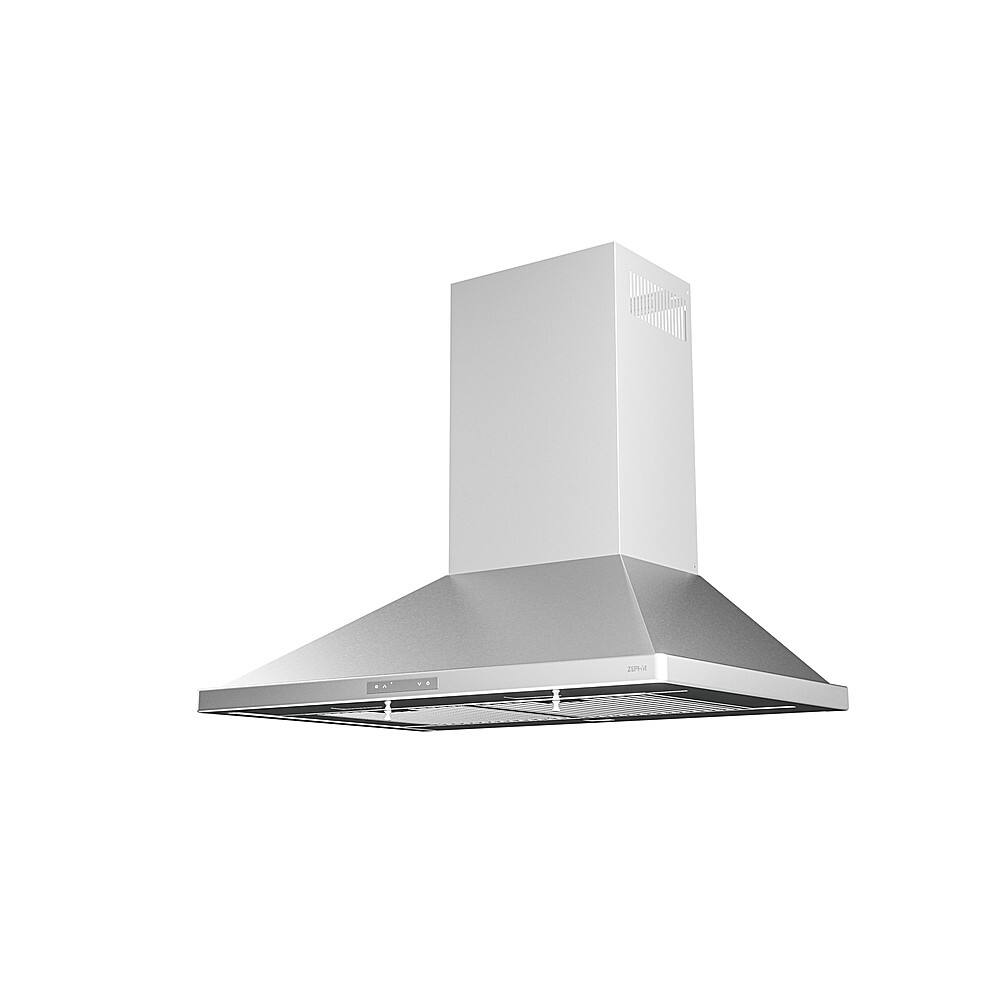 Angle View: Zephyr - Venezia 42 in. 700 CFM Wall Mount Range Hood with LED Light in Stainless Steel - Stainless steel