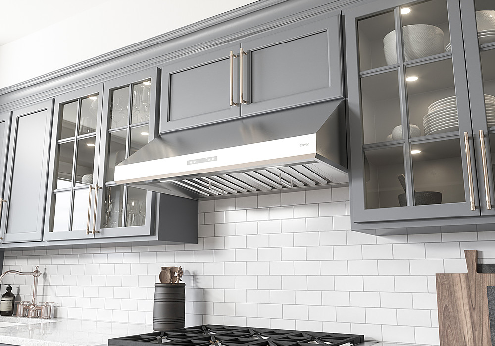 Alt View 12. Zephyr - Tidal I 30 in. 700 CFM Under Cabinet Mount Range Hood with LED Light - Stainless Steel.