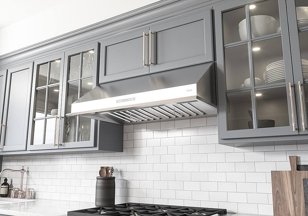 Alt View 12. Zephyr - Tidal I 30 in. 700 CFM Under Cabinet Mount Range Hood with LED Light - Stainless Steel.