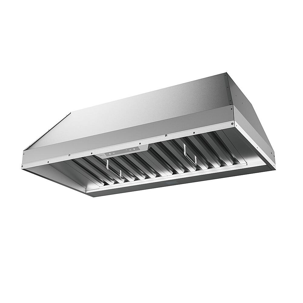Angle. Zephyr - Monsoon Connect 48 in. 700 CFM Insert Mount Range Hood with LED Light - Stainless Steel.