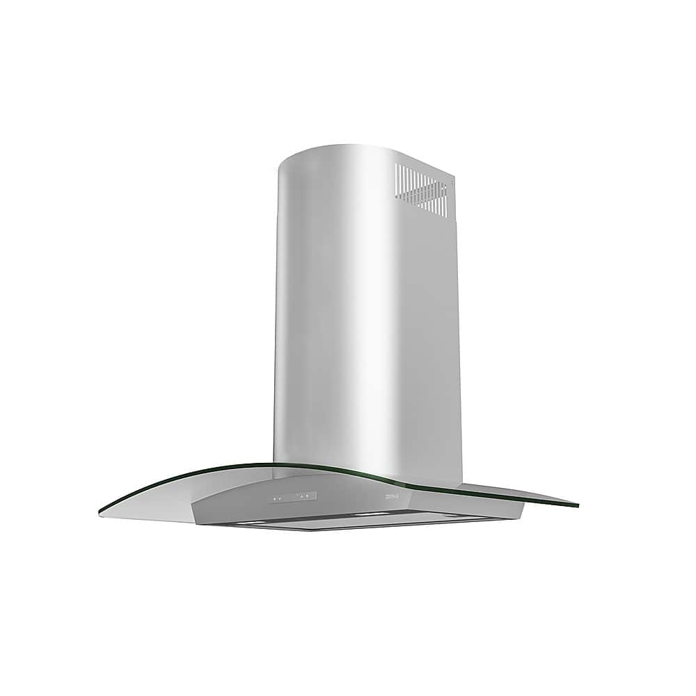 Angle View: Zephyr - Milano 36 in. 700 CFM Wall Mount Range Hood with LED Light in Stainless Steel - Stainless steel