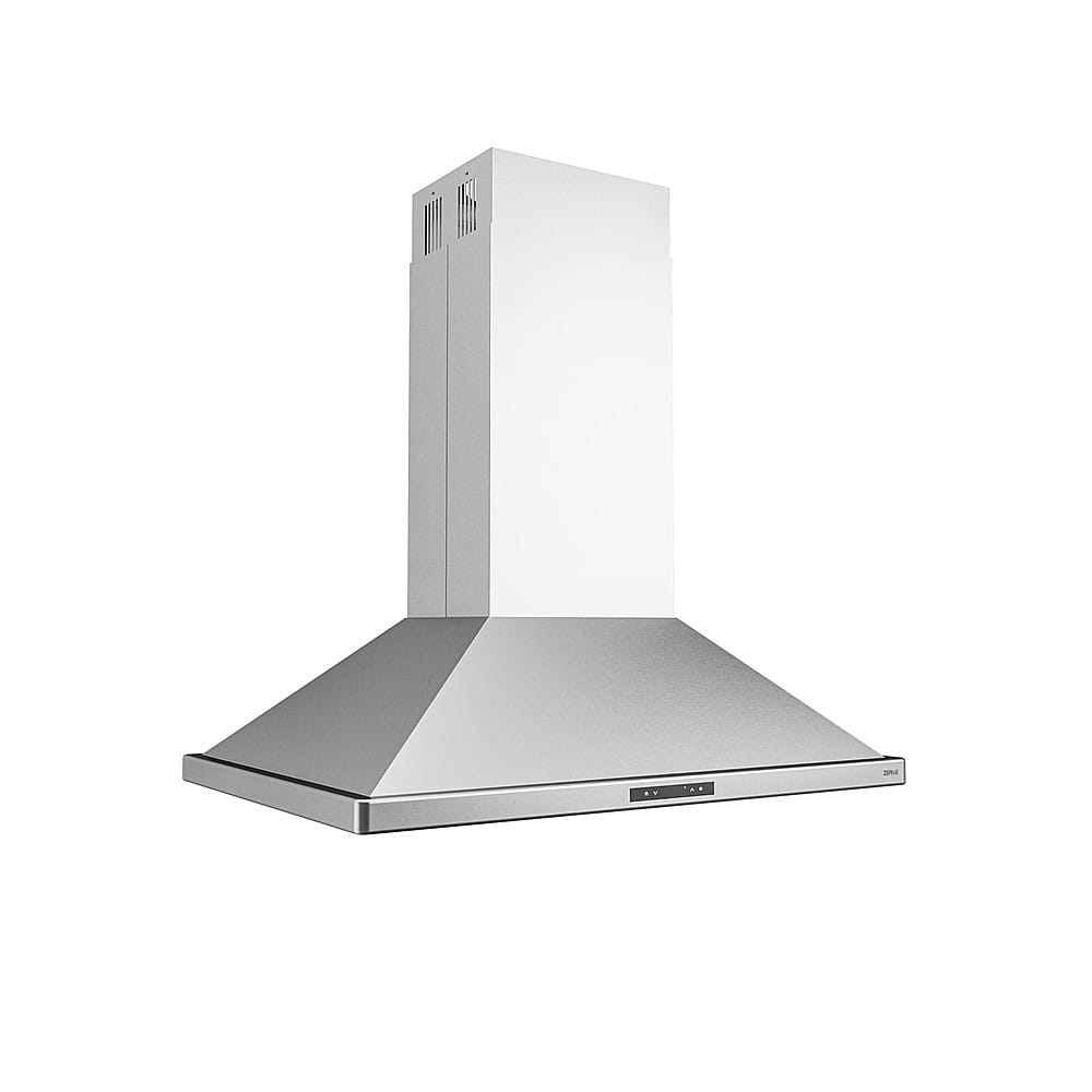 Left View: Zephyr - Napoli 42 in. 700 CFM Island Mount Range Hood with LED Light - Stainless Steel