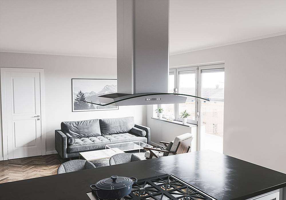 Alt View 12. Zephyr - Milano 36 in. 700 CFM Island Mount Range Hood with LED Light - Stainless Steel.