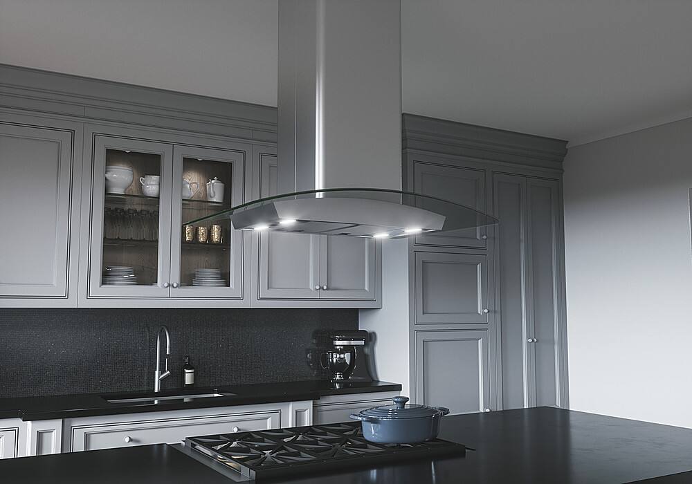 Alt View 13. Zephyr - Milano 36 in. 700 CFM Island Mount Range Hood with LED Light - Stainless Steel.