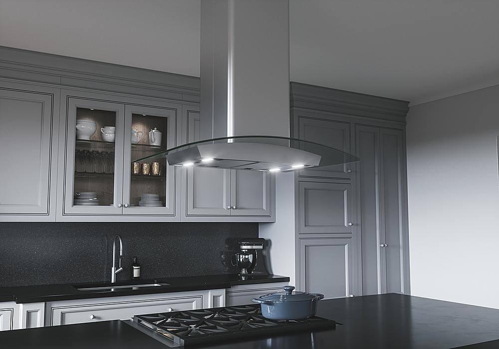 Alt View 11. Zephyr - Milano 36 in. 700 CFM Island Mount Range Hood with LED Light - Stainless Steel.