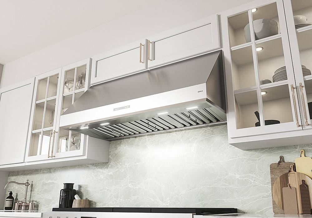 Alt View 12. Zephyr - Tidal II 48 in. 700 CFM Wall Mount Range Hood with LED Light - Stainless Steel.