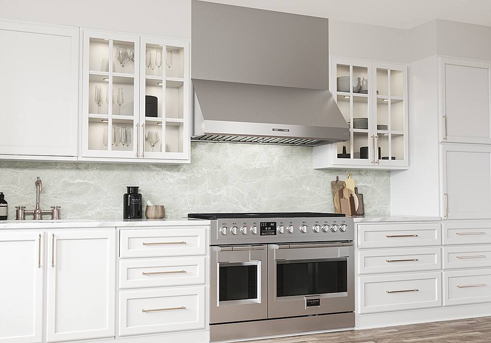 Alt View 19. Zephyr - Tidal II 48 in. 700 CFM Wall Mount Range Hood with LED Light - Stainless Steel.