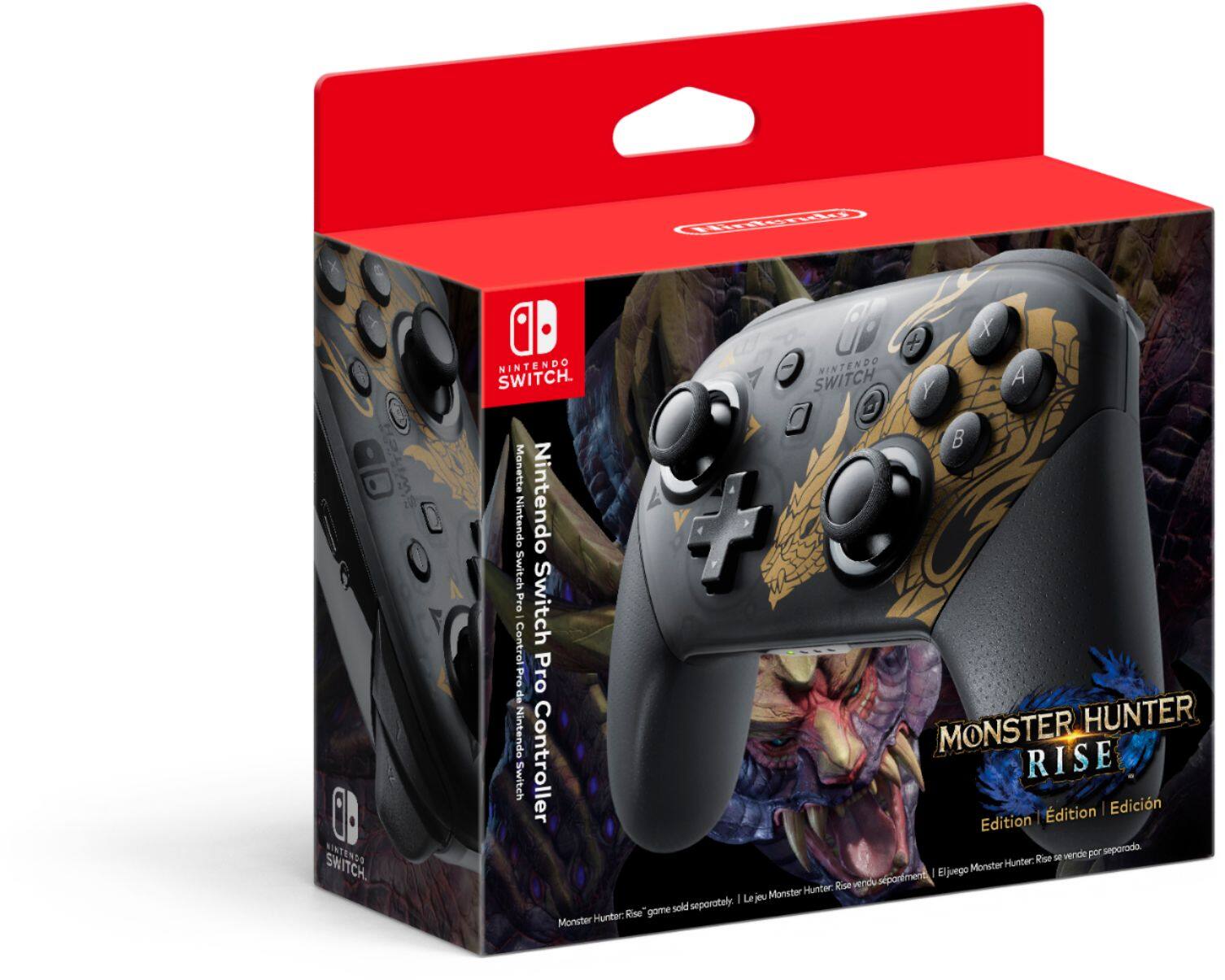 Alt View 11. Nintendo - Switch Pro Controller MONSTER HUNTER RISE Edition - Black.
