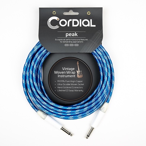 Cordial - Premium Instrument White/Blue Sky Textile Cable - Blue