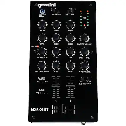 Front. Gemini - MXR-01BT 2-Channel Professional DJ Mixer with Bluetooth Input - Black.