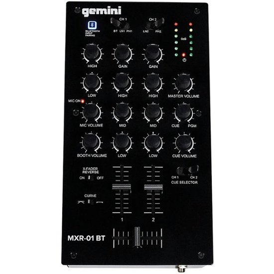 Front Zoom. gemini MXR-01BT 2-Channel Professional DJ Mixer with Bluetooth Input - Black - Black.
