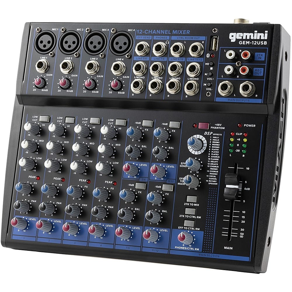 Alt View 16. Gemini - GEM-12USB: Compact 12 Channel Bluetooth Mixer - Black.