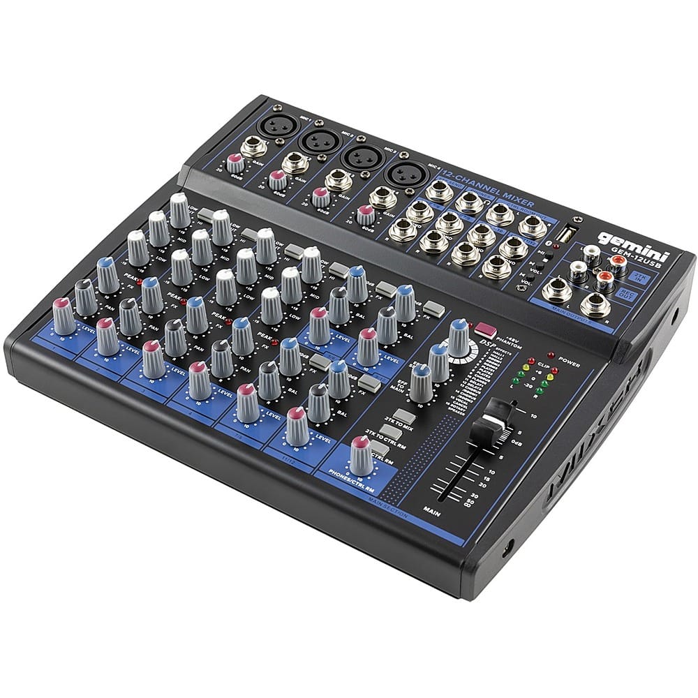 Alt View 18. Gemini - GEM-12USB: Compact 12 Channel Bluetooth Mixer - Black.