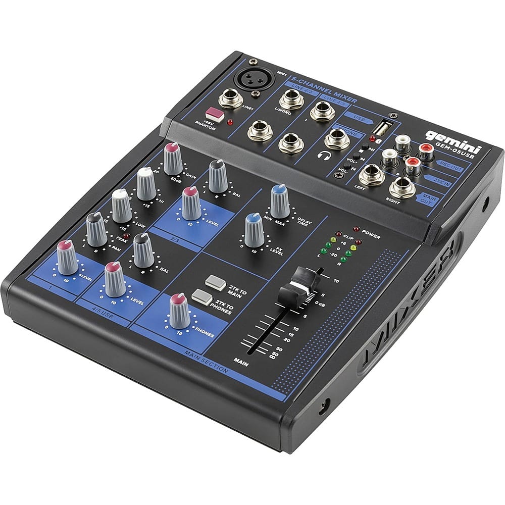 Alt View 16. Gemini - GEM-05USB: Compact 5 Channel Bluetooth Mixer - Black.