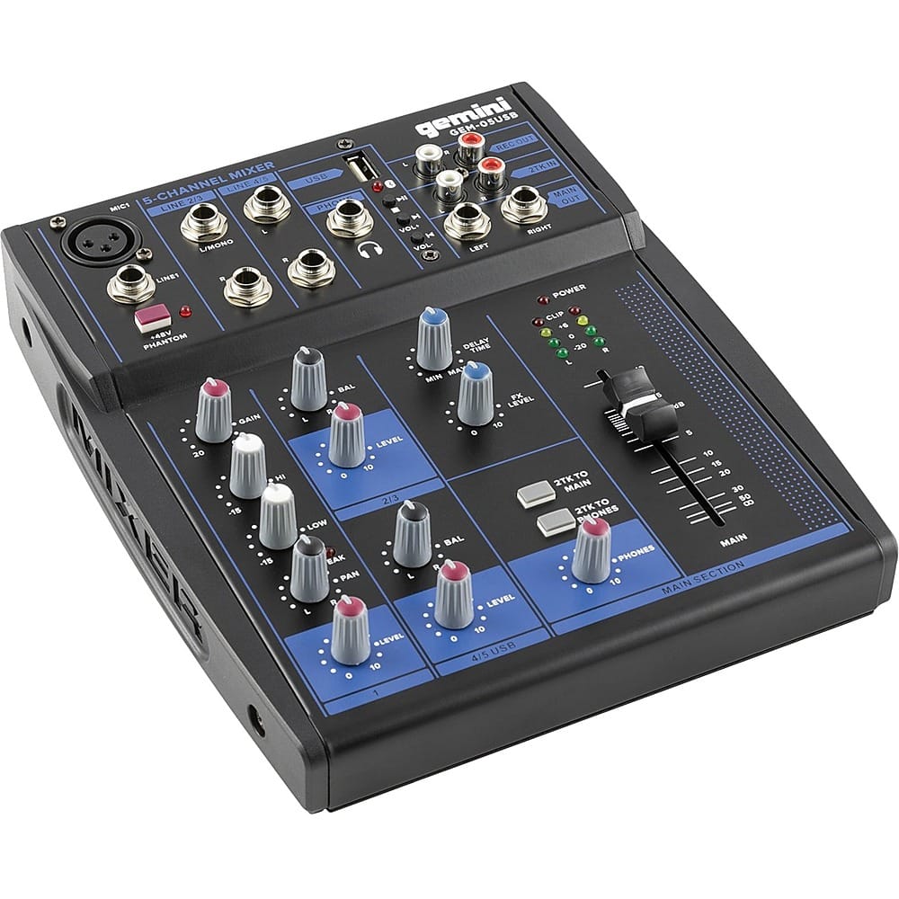 Alt View 18. Gemini - GEM-05USB: Compact 5 Channel Bluetooth Mixer - Black.