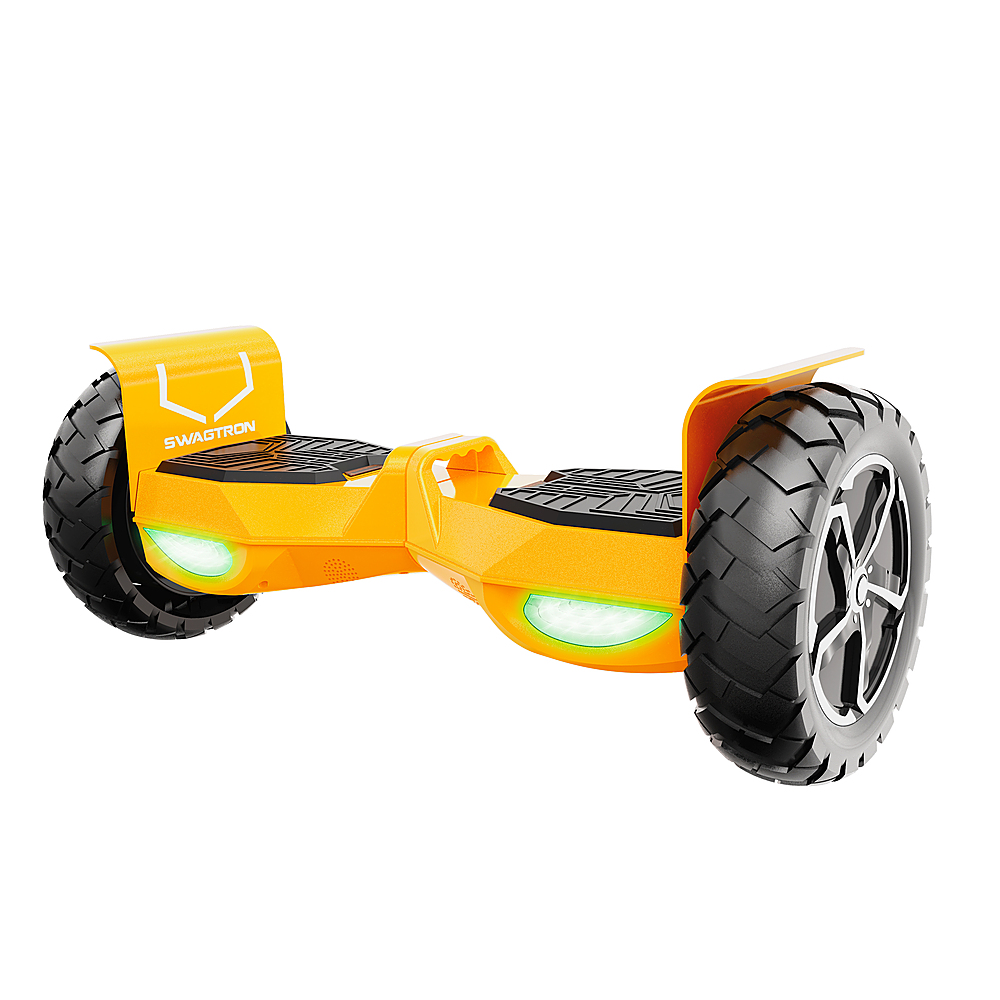 Left View: Swagtron - swagBOARD T6 Off-road Self-Balancing Scooter - 12 Mile Range with Speeds up to 12 mph - Orange