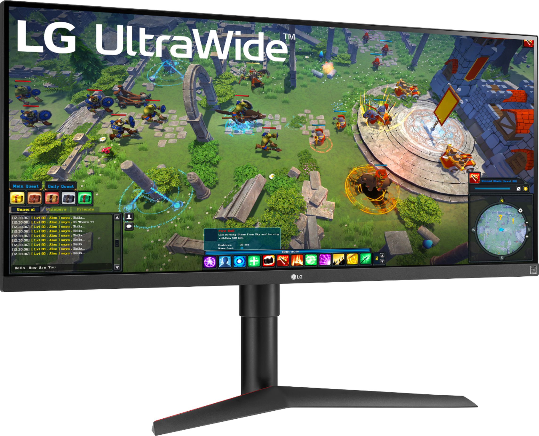 Angle View: LG - Geek Squad Certified Refurbished 34" IPS LED UltraWide FreeSync Monitor with HDR - Black