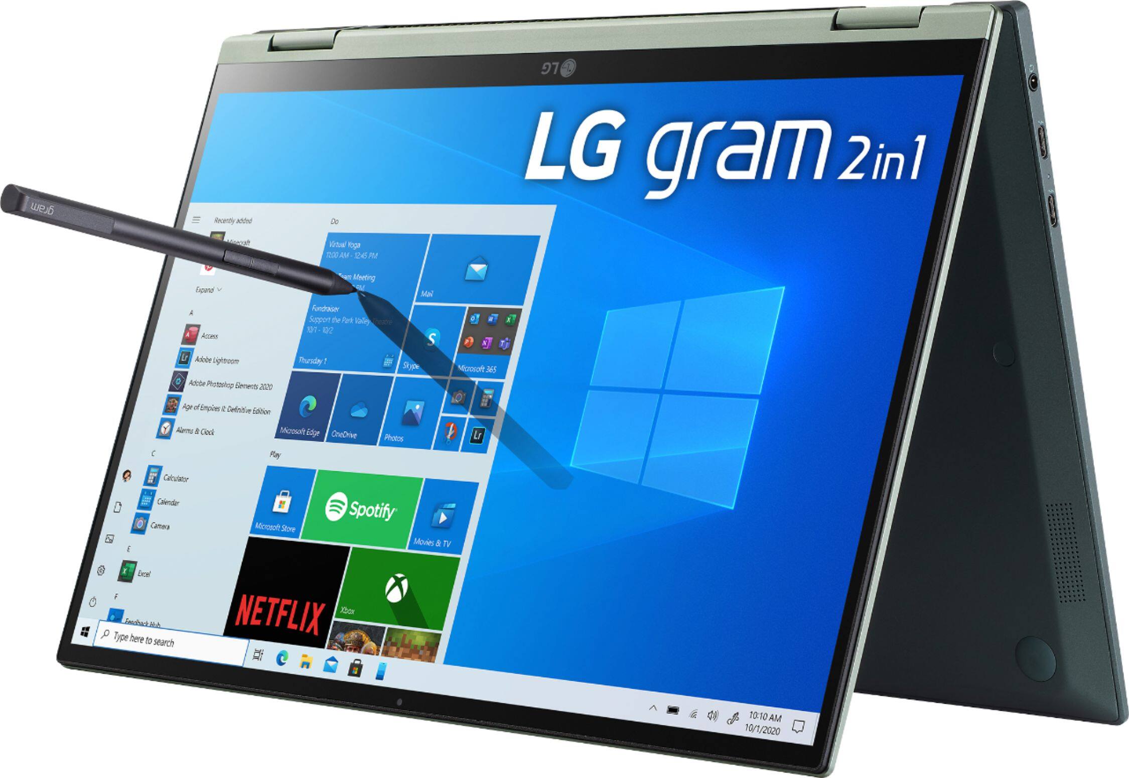 Left View: LG - Geek Squad Certified Refurbished Gram 2-in-1 14" Touch-Screen Laptop - Intel Core i7 - 16GB - 1TB SSD - Green