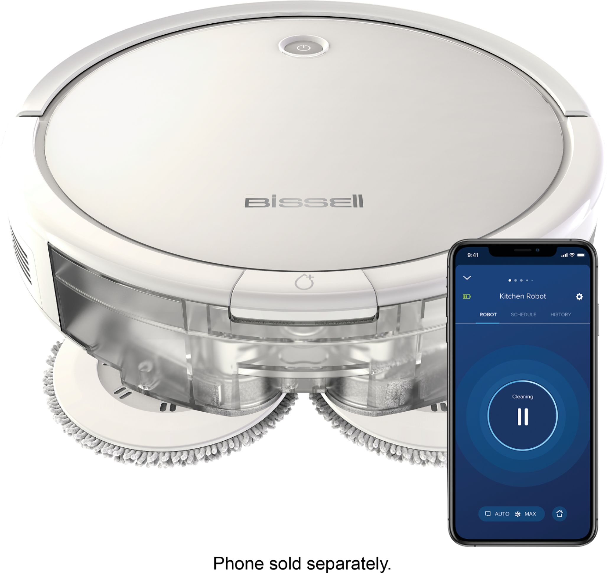 Angle View: BISSELL - SpinWave Wet and Dry Robotic Vacuum - Pearl White