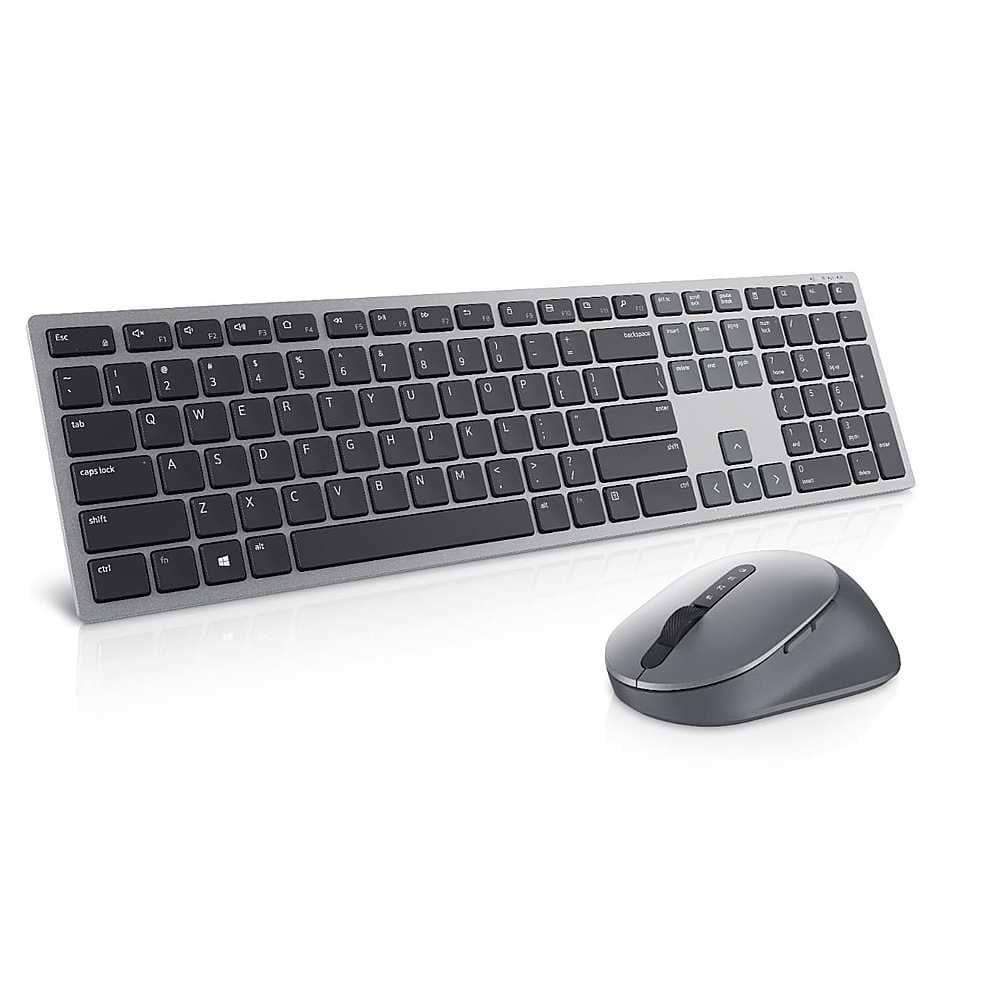 Angle. Dell - KM7321W Ergonomic Full-size Premier Multi-Device Wireless Keyboard and Mouse - Titan Gray.