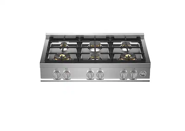 Front. Bertazzoni - Master Series 36" Gas Rangetop 6 Burners - Stainless Steel.