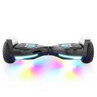 Swagtron - swagBOARD Warrior T580 Hoverboard with 30 Music-Synced Ground FX Lighting & 6.5-Inch Infinity LED Wheels - Black - Front_Zoom