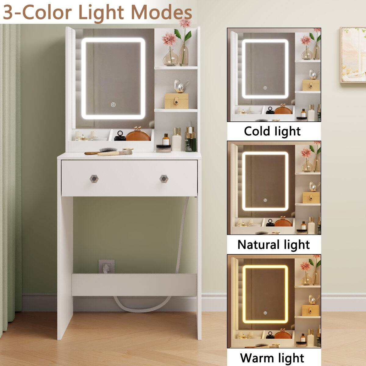 3-Color Light Modes

Cold light  
Natural light  
Warm light