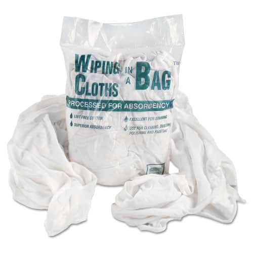 General Supply - Bag-A-Rags Reusable Wiping Cloths - Cotton - White - 1 lb