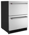 Angle Zoom. KitchenAid - 4.40 Cu. Ft. Built-In Mini Fridge with Double-Drawer Refrigerator - Stainless Steel.
