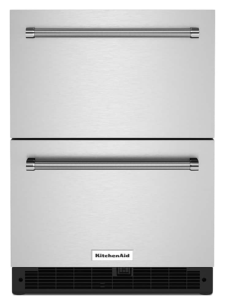 KitchenAid - 4.40 Cu. Ft. Built-In Mini Fridge with Double-Drawer Refrigerator - Stainless Steel - Front_Zoom