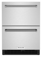 KitchenAid - 4.40 Cu. Ft. Built-In Mini Fridge with Double-Drawer Refrigerator - Black cabinet/stainless steel doors - Front_Zoom