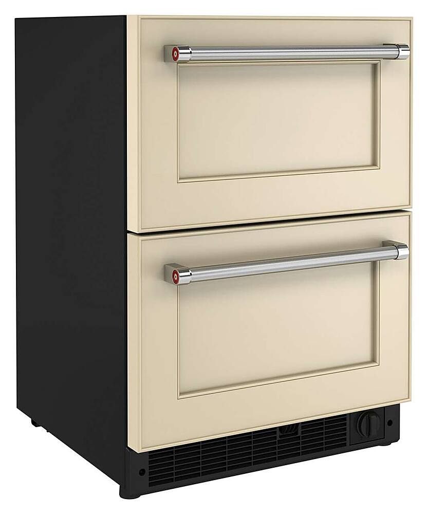 Angle. KitchenAid - 4.29 Cu. Ft. Built-In Mini Fridge with Double-Drawer Refrigerator/Freezer - Custom Panel Ready.