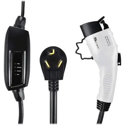 Lectron - 21' J1772 Electric Vehicle Charger with 16A EV NEMA 10-30 Plug - White