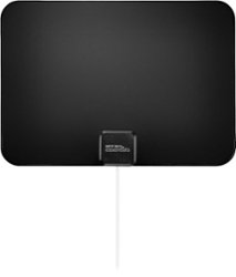 Best Buy essentials™ - Thin Indoor HDTV Antenna - 35 Mile Range - Black/White - Front_Zoom