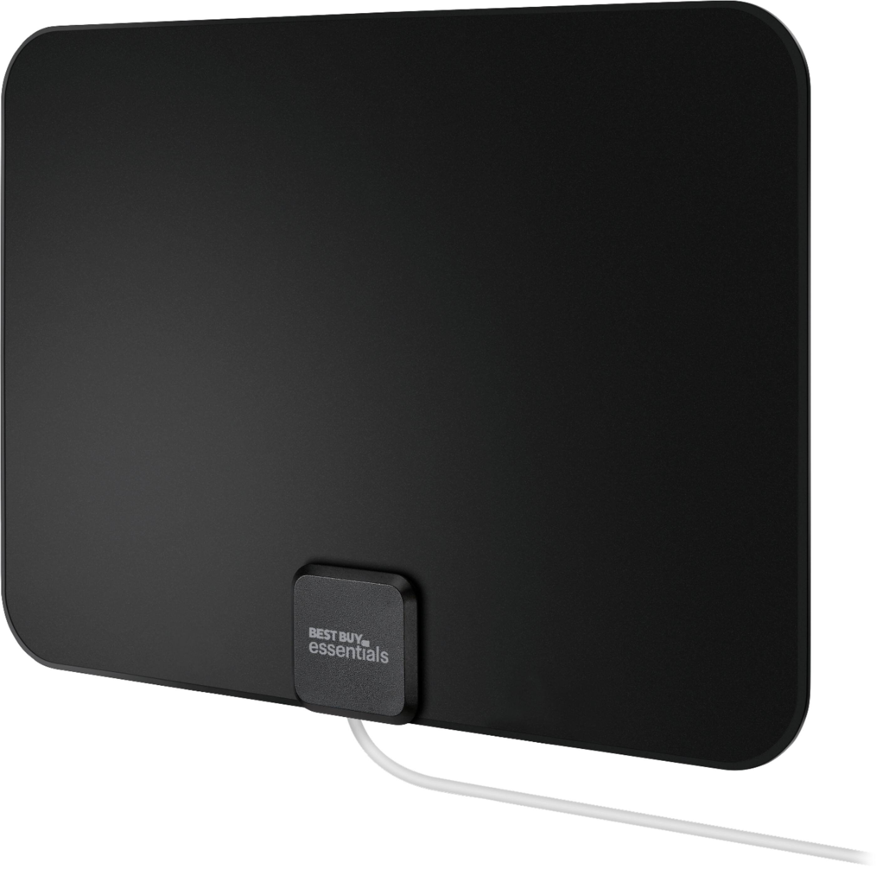Left. Best Buy essentials™ - Thin Indoor HDTV Antenna - 35 Mile Range - Black/White.