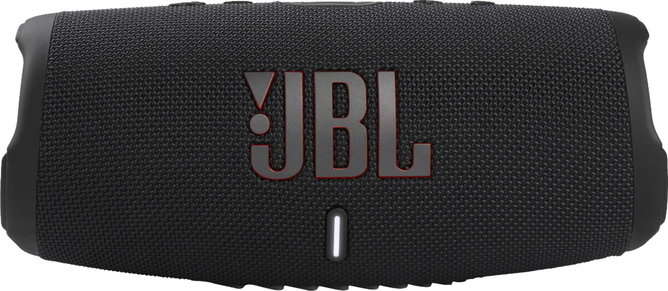 Front. JBL - CHARGE5 Portable Waterproof Speaker with Powerbank - Black.