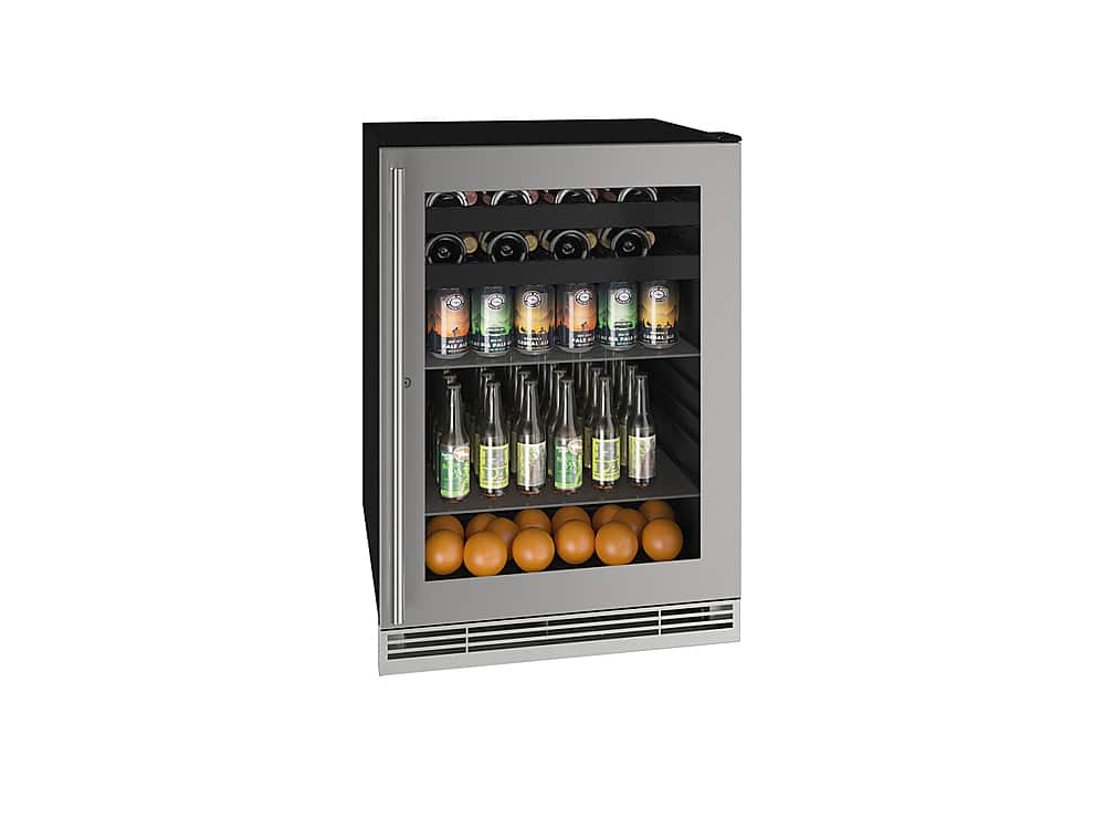 U-Line - 85-bottle or 105-can or 16-750ml Wine Bottle Capacity Beverage Center with Convection Cooling System - Stainless Steel - Angle_Zoom