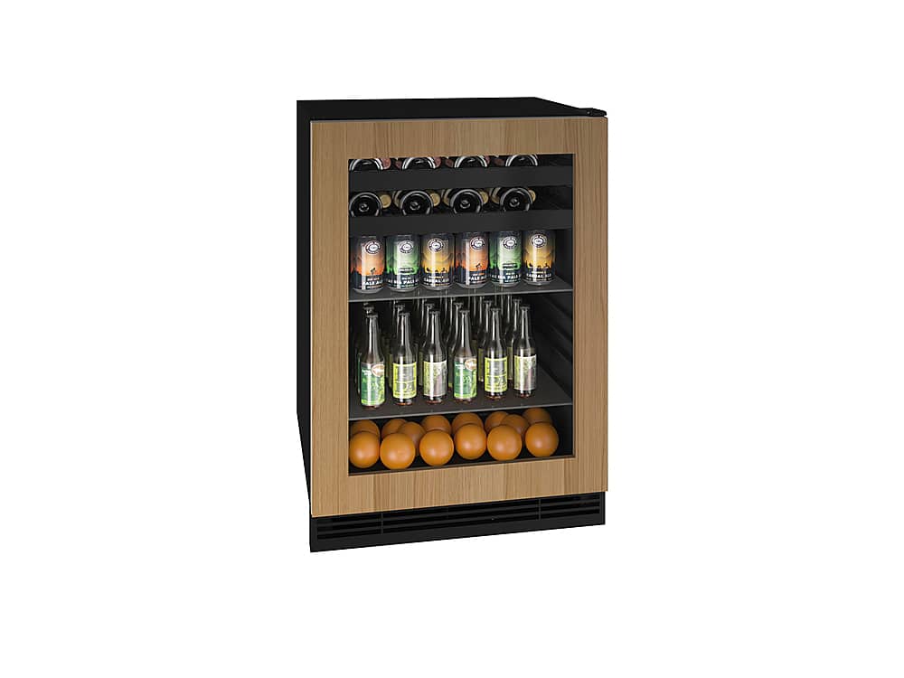 Angle. U-Line - 85-bottle or 105-can or 16-750ml Wine Bottle Capacity Beverage Center with Convection Cooling System - Custom Panel Ready.