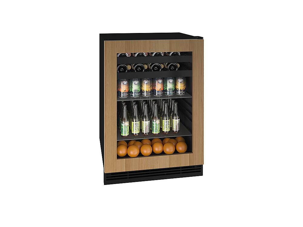 Angle. U-Line - 85-bottle or 105-can or 16-750ml Wine Bottle Capacity Beverage Center with Convection Cooling System - Custom Panel Ready.