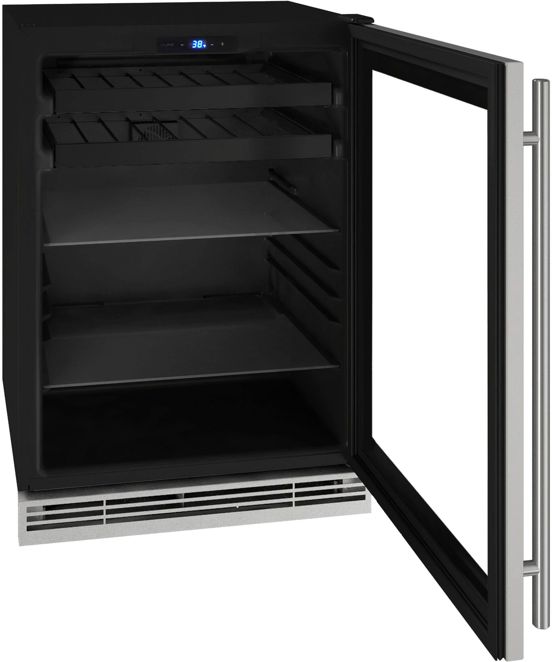 Alt View 12. U-Line - 85-bottle or 105-can or 16-750ml Wine Bottle Capacity Beverage Center with Convection Cooling System - Stainless Steel.