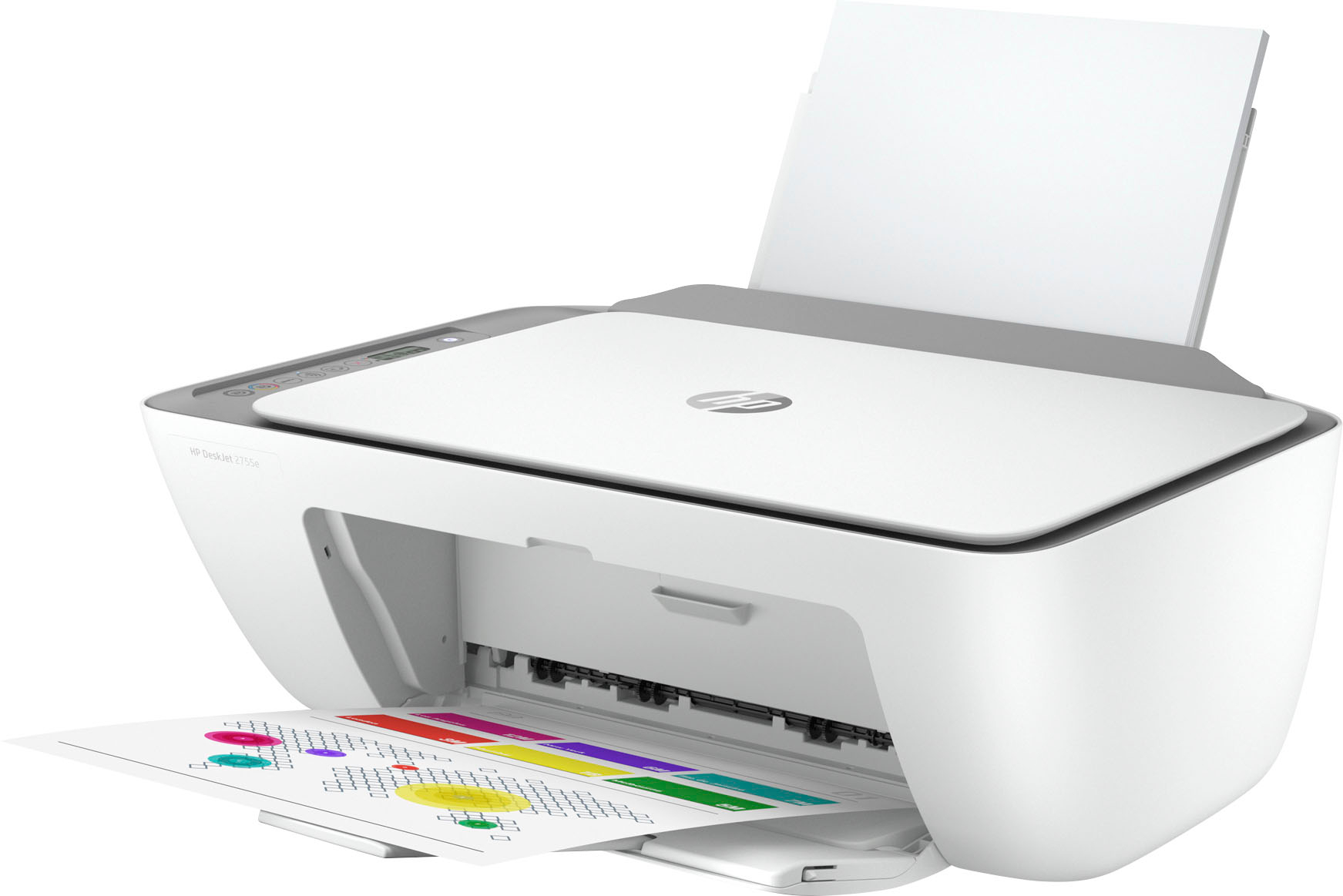 Angle View: HP - DeskJet 2755e Wireless Inkjet Printer with 3 months of Instant Ink Included with HP+ - White