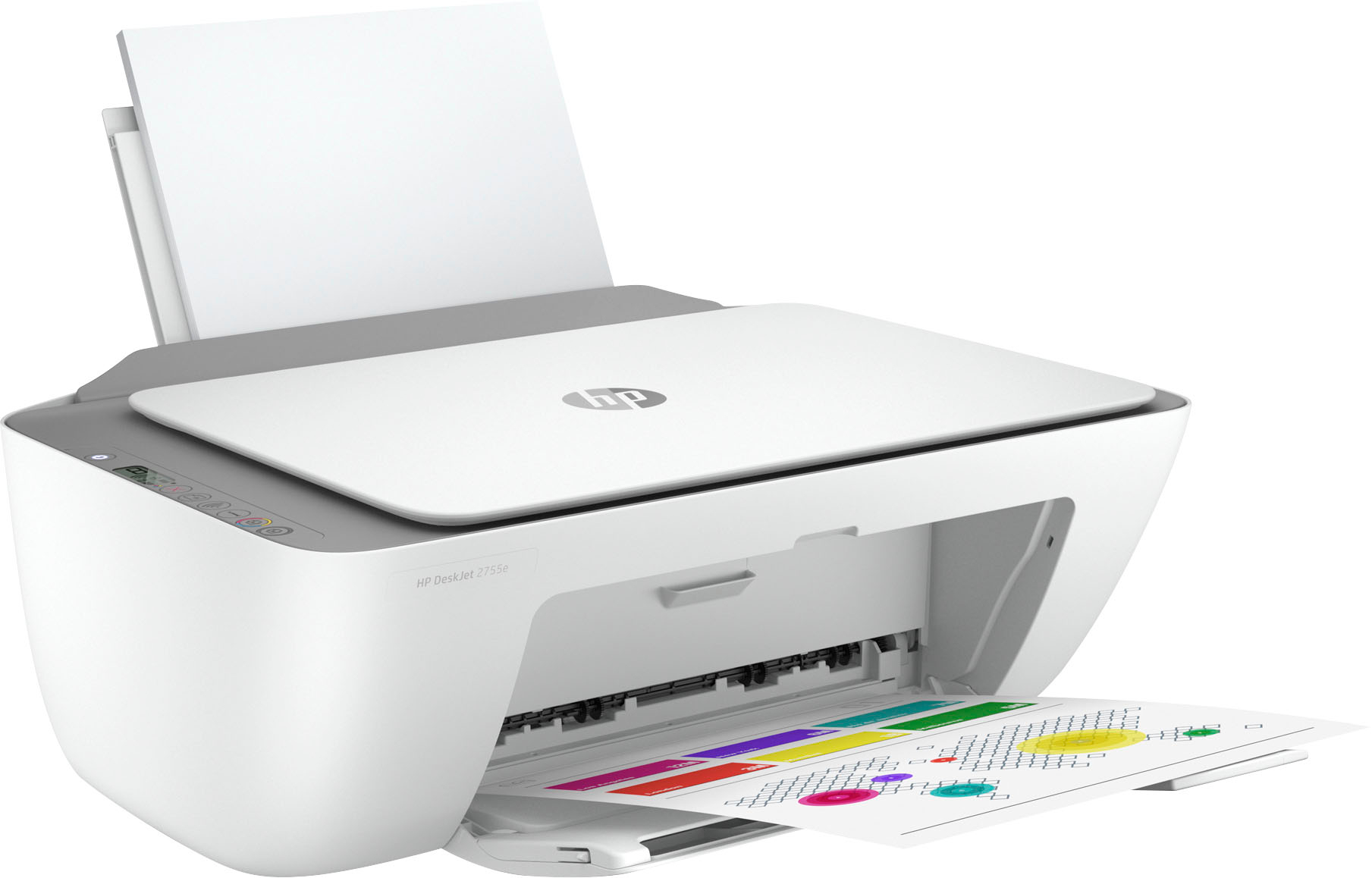 Left View: HP - DeskJet 2755e Wireless Inkjet Printer with 3 months of Instant Ink Included with HP+ - White