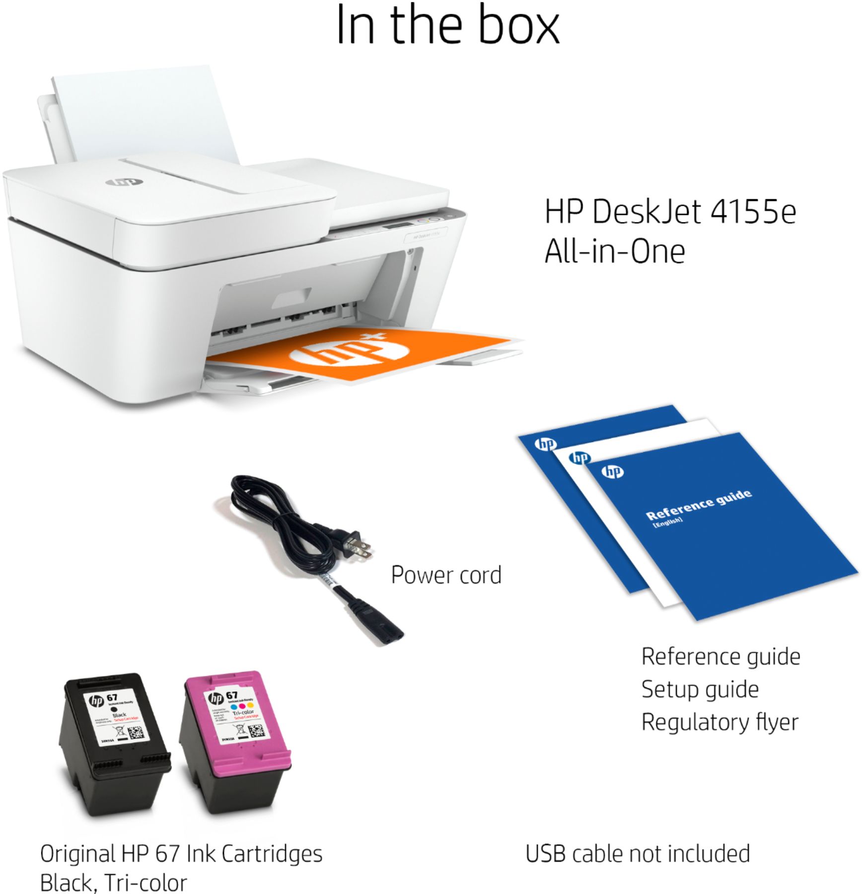 liter Huis Postcode HP DeskJet 4155e Wireless All-In-One Inkjet Printer with 6 months of  Instant Ink Included with HP+ White DeskJet 4155e - Best Buy