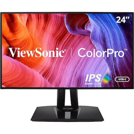Front. ViewSonic - VP2468A 24" IPS LED FHD Monitor - Black.
